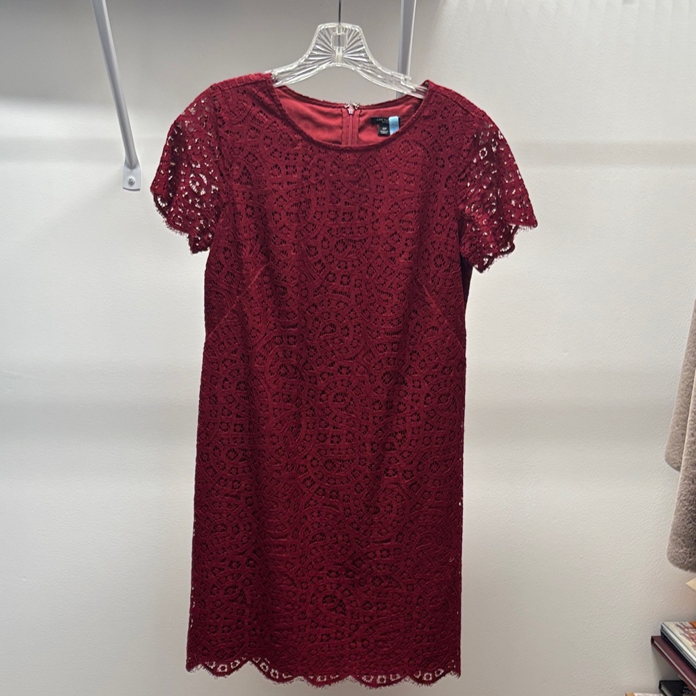 Ann Taylor Burgundy Lace Midi Dress